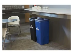 Rubbermaid® Square Recycling Container, Blue/White