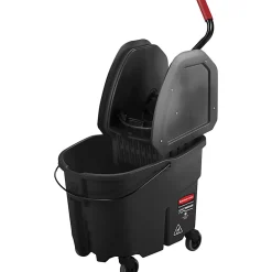 Rubbermaid® WaveBrake Down Press Mop Bucket, 27-7/16" x 16-1/16", Black