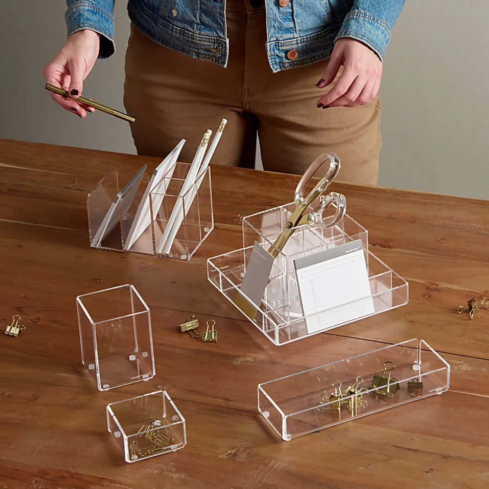 Russell & Hazel Acrylic Bloc For Desk Organization, 3” x 3” x 1-1/2”, Clear