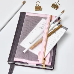 Russell & Hazel Mesh Pencil Case, 8-1/2” x 5”, Blush