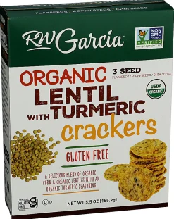 RW Garcia Organic Crackers, Lentil With Turmeric, 5.5 Oz, Total Qty 6
