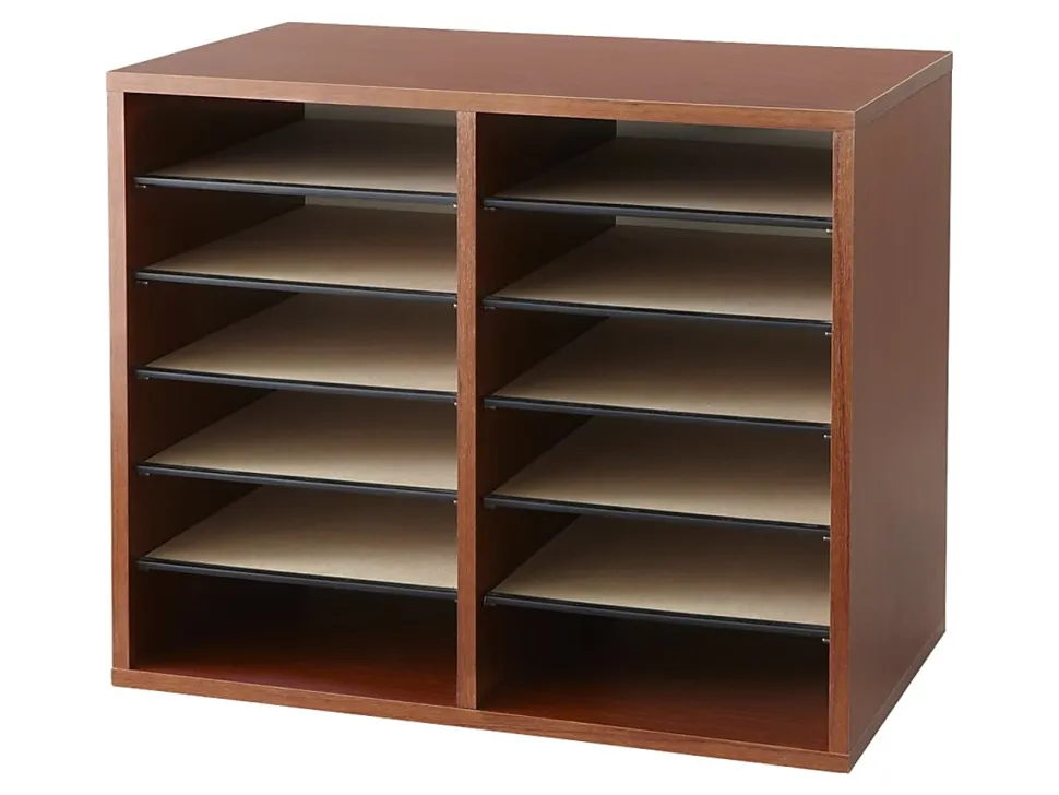 Safco® Adjustable Literature Organizer, 9" x 11 1/2" x 2 3/8", Cherry
