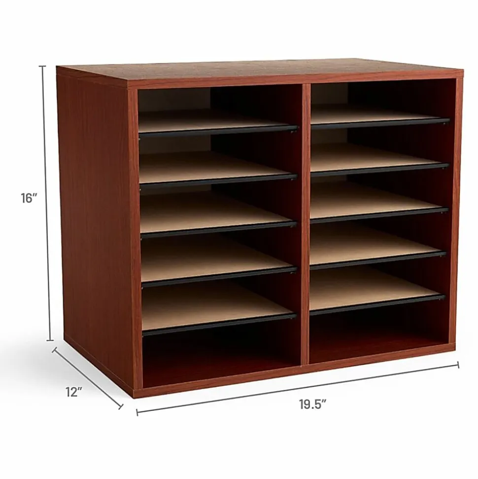 Safco® Adjustable Literature Organizer, 9" x 11 1/2" x 2 3/8", Cherry