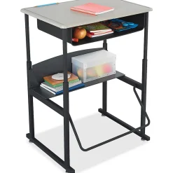 Safco® AlphaBetter® Adjustable-Height Stand-Up Desk, with Book Box, 28" x 20" Top, Beige/Black