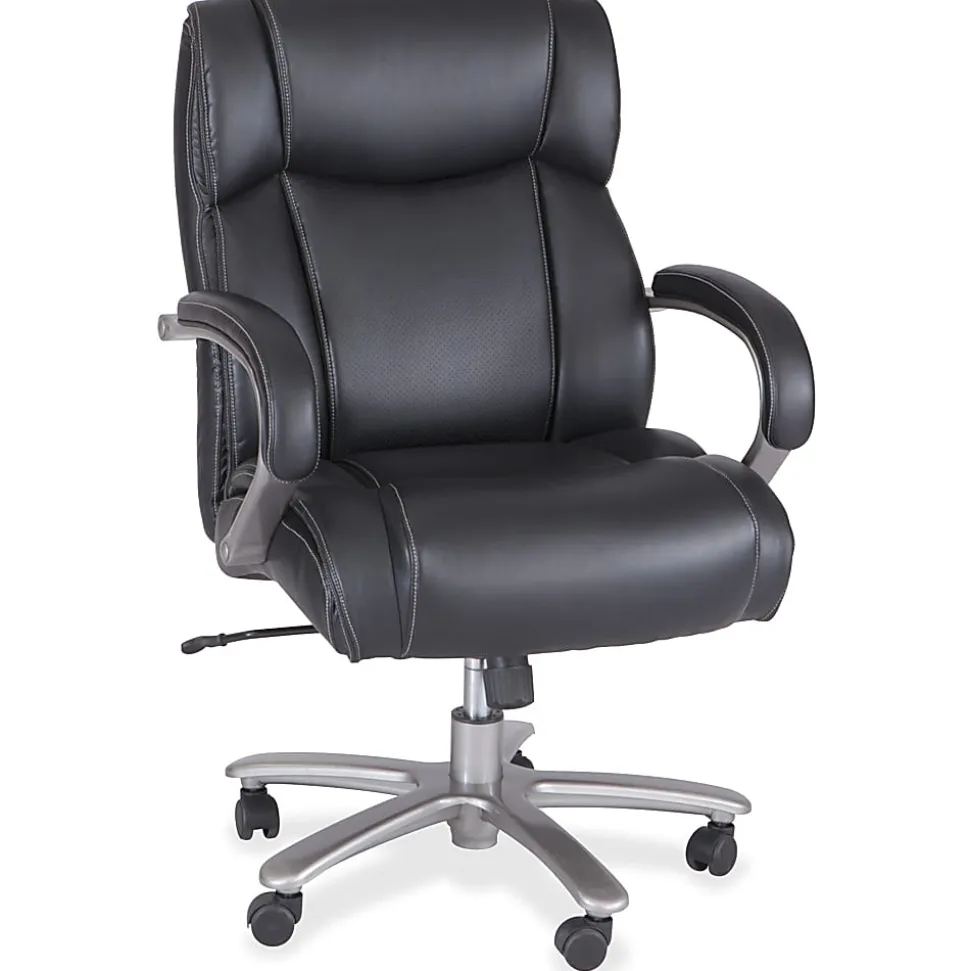 Safco® Big & Tall Bonded Leather Mid-Back Chair, 400 Lb Capacity, Black