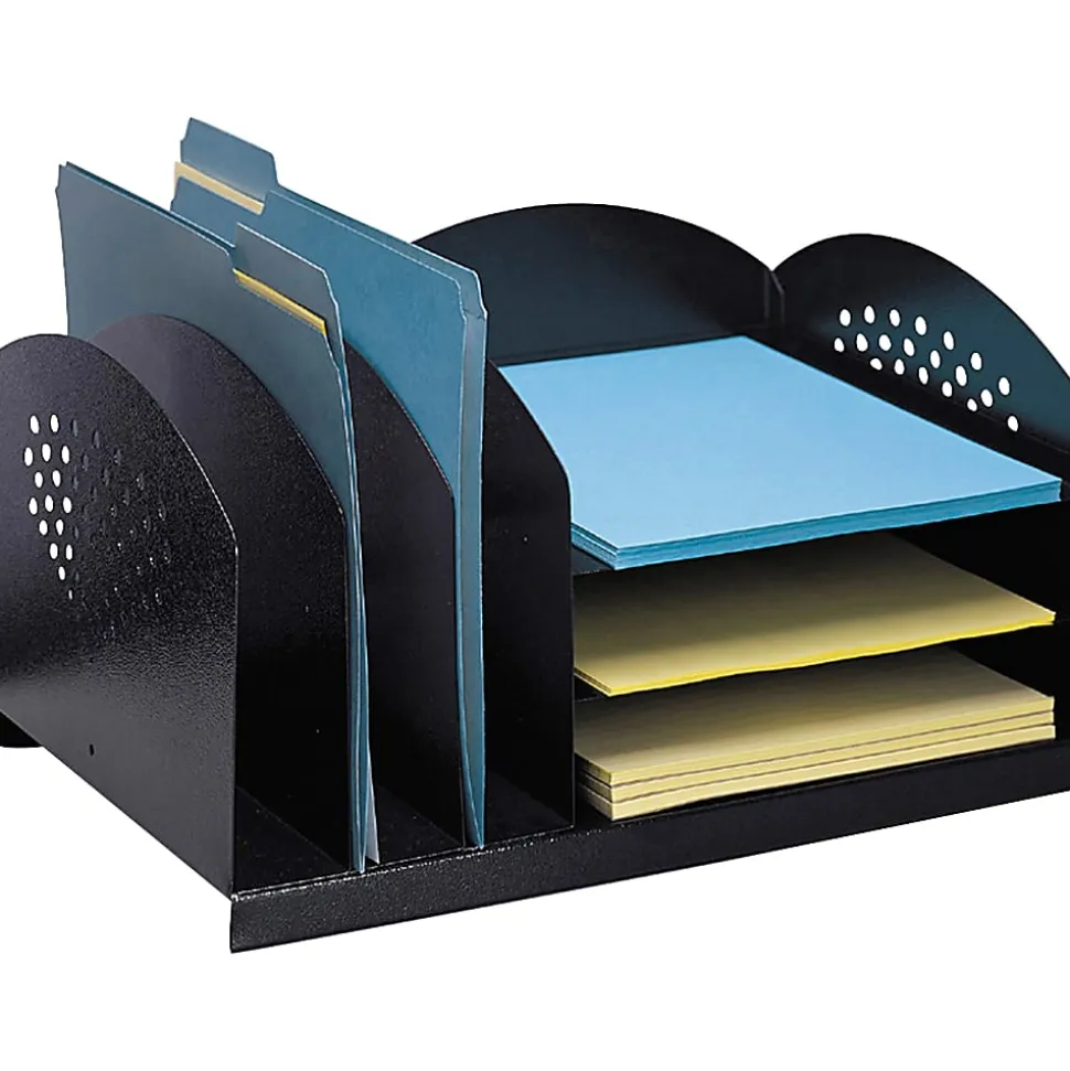 Safco 3 & 3 Combination Rack Desktop Organizers - 6 Compartment(s) - 3 Divider(s) - 3 Tier(s) - 8.25"x16.25"x 11.25" Depth - 3167BL