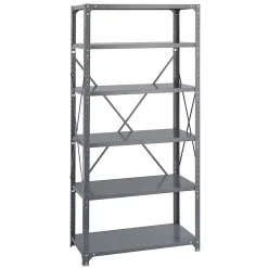 Safco® Commercial Steel Shelf Pack, 75"H x 36"W x 18"D, 6 Shelves, Gray