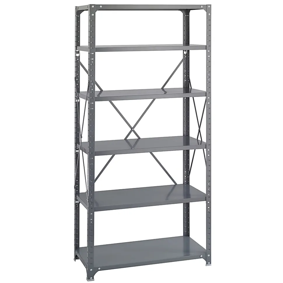 Safco® Commercial Steel Shelf Pack, 75"H x 36"W x 18"D, 6 Shelves, Gray