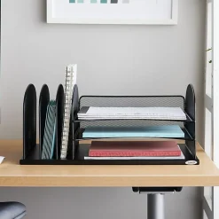 Safco® Horizontal Mesh Desk Organizer, 8 1/4"H x 19 1/2"W x 11 1/2"D, Black