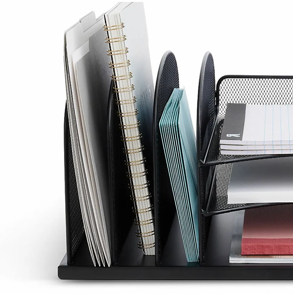 Safco® Horizontal Mesh Desk Organizer, 8 1/4"H x 19 1/2"W x 11 1/2"D, Black