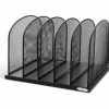 Safco Mesh Desk Organizers, 5 Compartment(s), 2", 8.3"H x 12.5"W x 11.3"D, Desktop, Black, Steel, 1Each