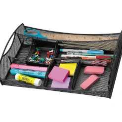 Safco® Mesh Steel 7-Compartment Storage Organizer, 2 12/16" x 13" x 8 12/16", Black
