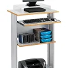 Safco® Muv 30"W Fixed Height Stand-Up Mobile Workstation With 2-Shelves and Keyborad Tray, Gray