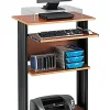 Safco® Muv 30"W Fixed Height Stand-Up Mobile Workstation With 2-Shelves and Keyborad Tray, Cherry/Black