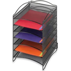 Safco® Onyx™ 6-Compartment Mesh Literature Organizer, Black