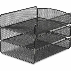 Safco® Onyx Cubicle Panel Triple Letter Tray, 9 1/4" x 11 3/4" x 8", Black
