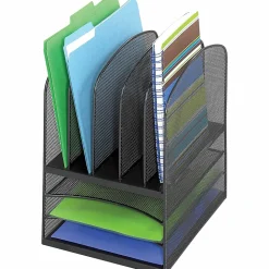 Safco® Onyx™ Mesh Desk Organizer, 3 Horizontal/5 Upright, 13" H x 11½" W x 9½" D, Black