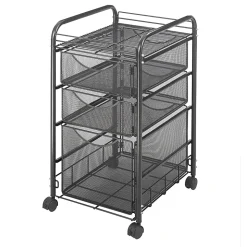 Safco® Onyx™ Mesh File Cart With 1 File Drawer And 2 Small Drawers, 27 1/2