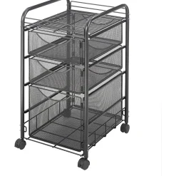 Safco® Onyx™ Mesh File Cart With 1 File Drawer And 2 Small Drawers, 27 1/2