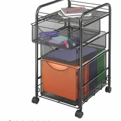 Safco® Onyx™ Mesh File Cart With 1 File Drawer And 2 Small Drawers, 27 1/2