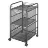 Safco® Onyx Mesh File Cart With 2 File Drawers, 27-1/2"H x 15-1/4"W x 17-1/2"D, Black