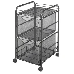Safco® Onyx Mesh File Cart With 2 File Drawers, 27-1/2"H x 15-1/4"W x 17-1/2"D, Black