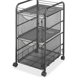 Safco® Onyx Mesh File Cart With 2 File Drawers, 27-1/2"H x 15-1/4"W x 17-1/2"D, Black