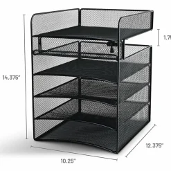 Safco® Onyx™ Mesh Hanging Organizer, 5-Section Horizontal, Black