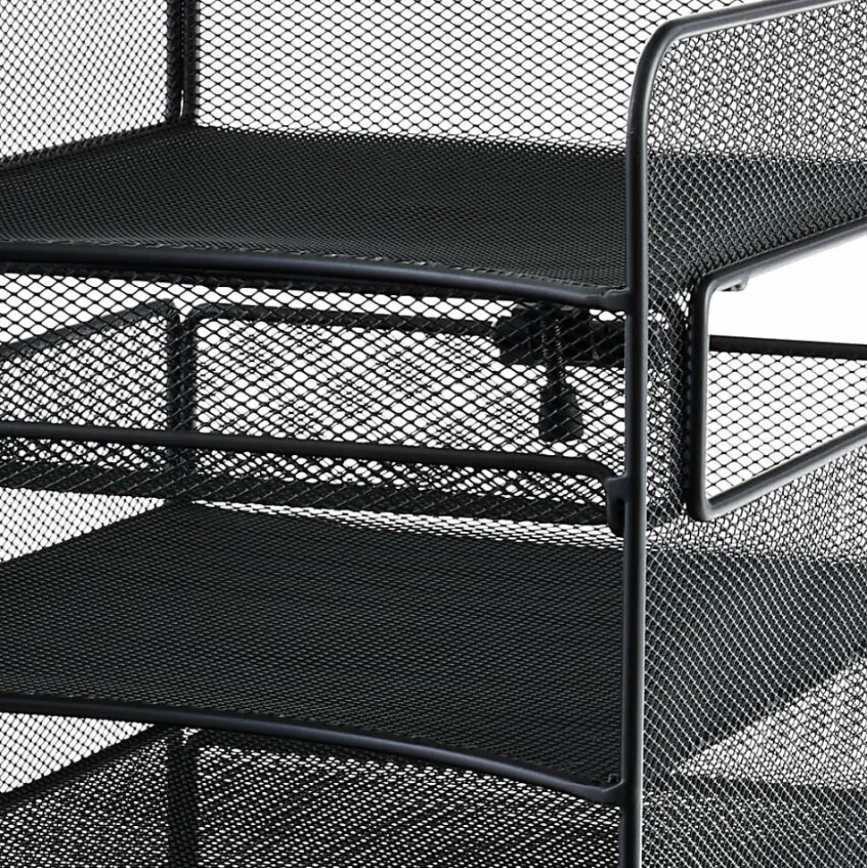 Safco® Onyx™ Mesh Hanging Organizer, 5-Section Horizontal, Black