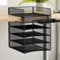 Safco® Onyx™ Mesh Hanging Organizer, 5-Section Horizontal, Black