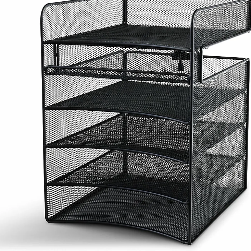 Safco® Onyx™ Mesh Hanging Organizer, 5-Section Horizontal, Black