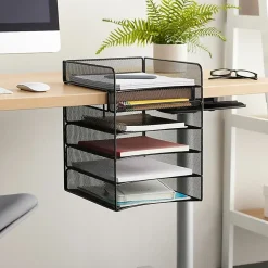 Safco® Onyx™ Mesh Hanging Organizer, 5-Section Horizontal, Black