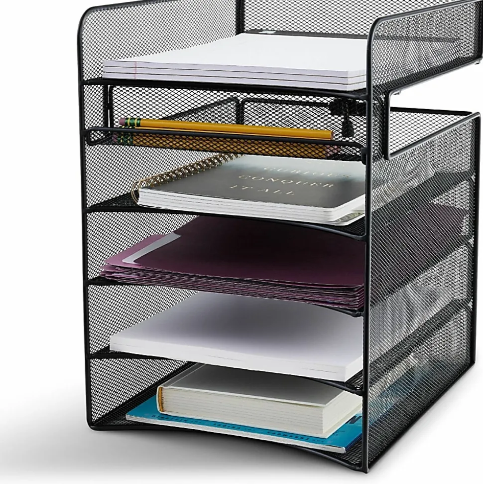Safco® Onyx™ Mesh Hanging Organizer, 5-Section Horizontal, Black