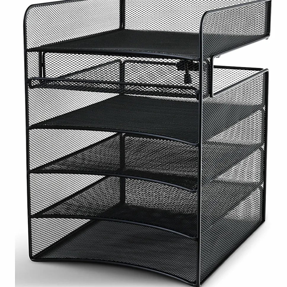 Safco® Onyx™ Mesh Hanging Organizer, 5-Section Horizontal, Black