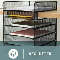 Safco® Onyx™ Mesh Hanging Organizer, 5-Section Horizontal, Black
