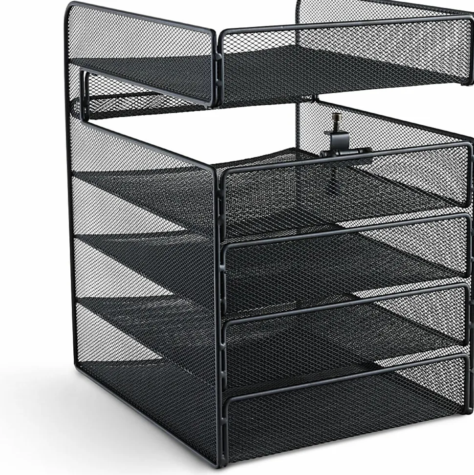 Safco® Onyx™ Mesh Hanging Organizer, 5-Section Horizontal, Black