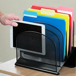 Safco® Onyx Mesh 5-Tier Desk Organizer, 12"H x 11 1/4"W x 7 1/4"D, Black