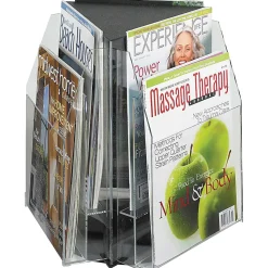 Safco 6 Pocket Magazine and Pamphlet Rotating Tabletop Display, Triangular, 12 3/4"H x 15"W