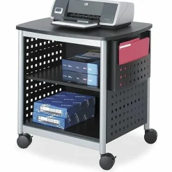 Safco® Scoot Desk-Side Printer Stand, 26-1/2"H x 26-1/2"W x 20-1/2"D, Black/Silver