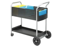 Safco® Scoot™ Mail Cart, 40 3/4"H x 22 1/2"W x 39 1/2"D, Silver/Black