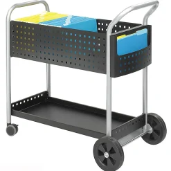 Safco® Scoot™ Mail Cart, 40 3/4"H x 22 1/2"W x 39 1/2"D, Silver/Black