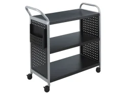 Safco® Scoot 3-Shelf Steel Utility Cart, 38"H x 31"W x 13"D, Black/Silver
