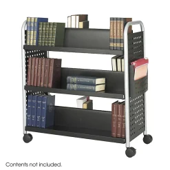 Safco® Scoot™ Steel Book Cart, 6 Double-Sided Shelves, 41 1/2