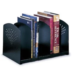 Safco 5 Section Adjustable Book Rack, 5 Divider(s), 9.3"H x 15.5"W x 9"D, Desktop, Black, Steel, 1Each