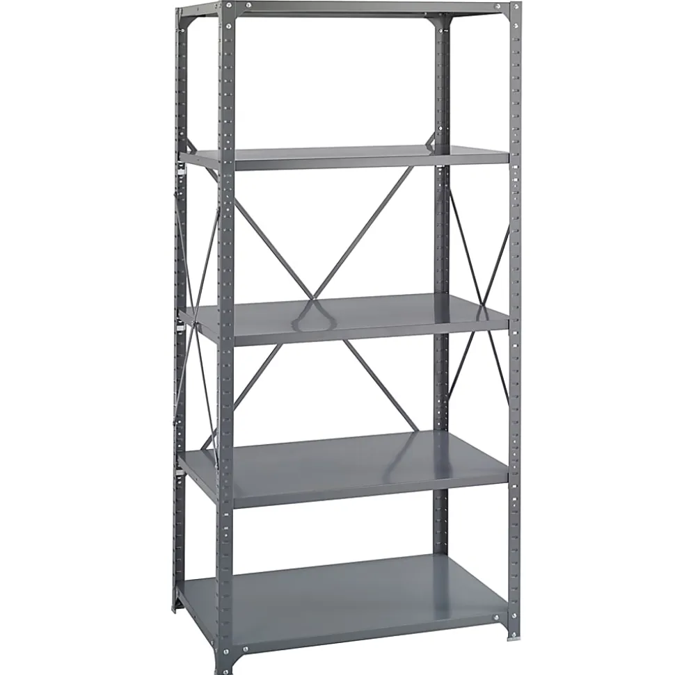 Safco 5-Shelf Commercial Steel Shelving Kit, Dark Gray