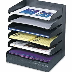 Safco® Steel Desk Tray Sorter, 6 Shelf, 13 1/4"H x 12"W x 9 1/2"D, Black