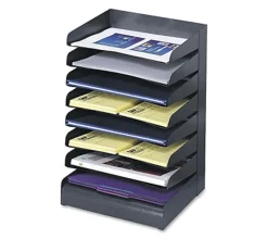 Safco® Steel Desk Tray Sorter, 8 Shelf, 17 3/4"H x 12"W x 9 1/2"D, Black
