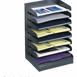 Safco® Steel Desk Tray Sorter, 8 Shelf, 17 3/4"H x 12"W x 9 1/2"D, Black