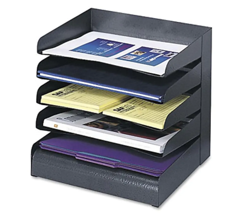 Safco® Steel Desk Tray Sorter, 5 Shelf, 11 1/4"H x 12"W x 9 1/2"D, Black