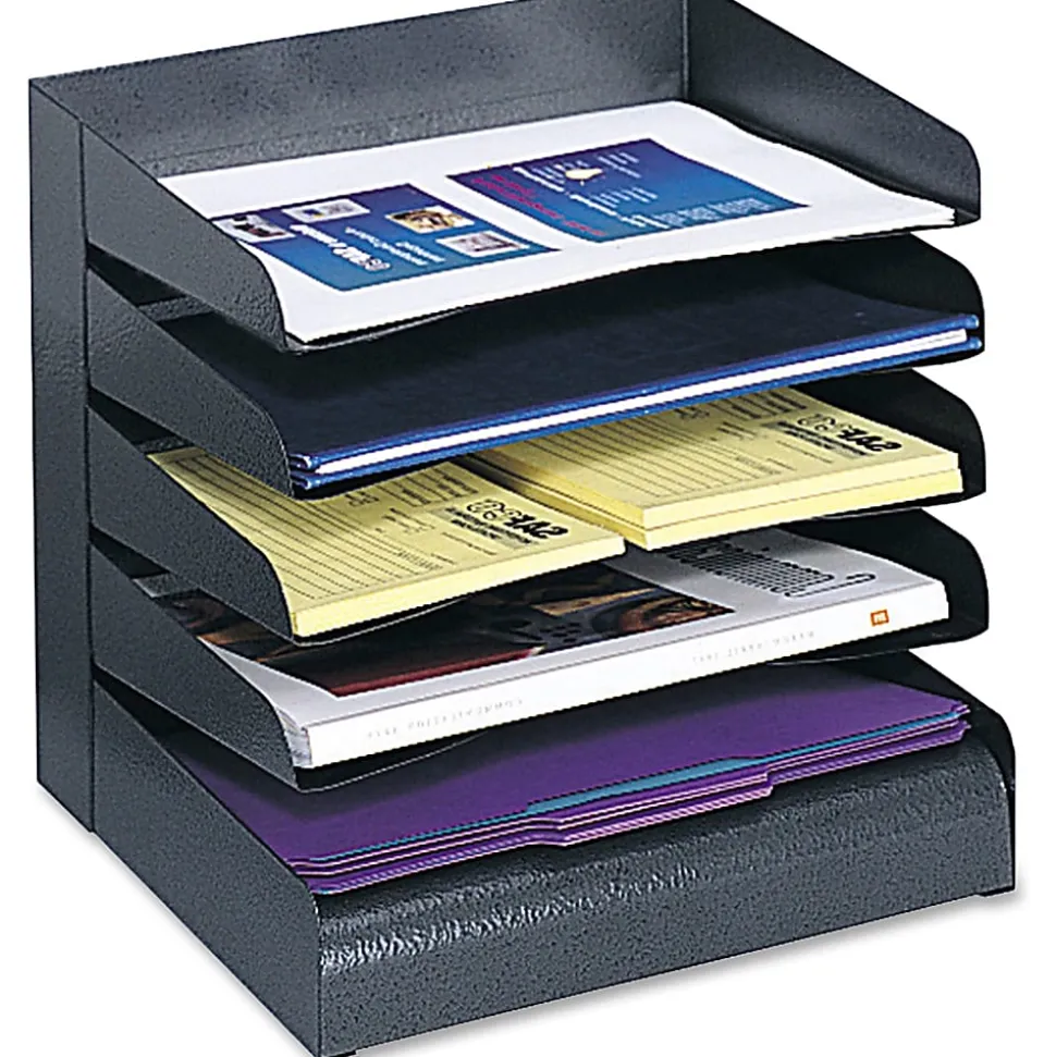 Safco® Steel Desk Tray Sorter, 5 Shelf, 11 1/4"H x 12"W x 9 1/2"D, Black